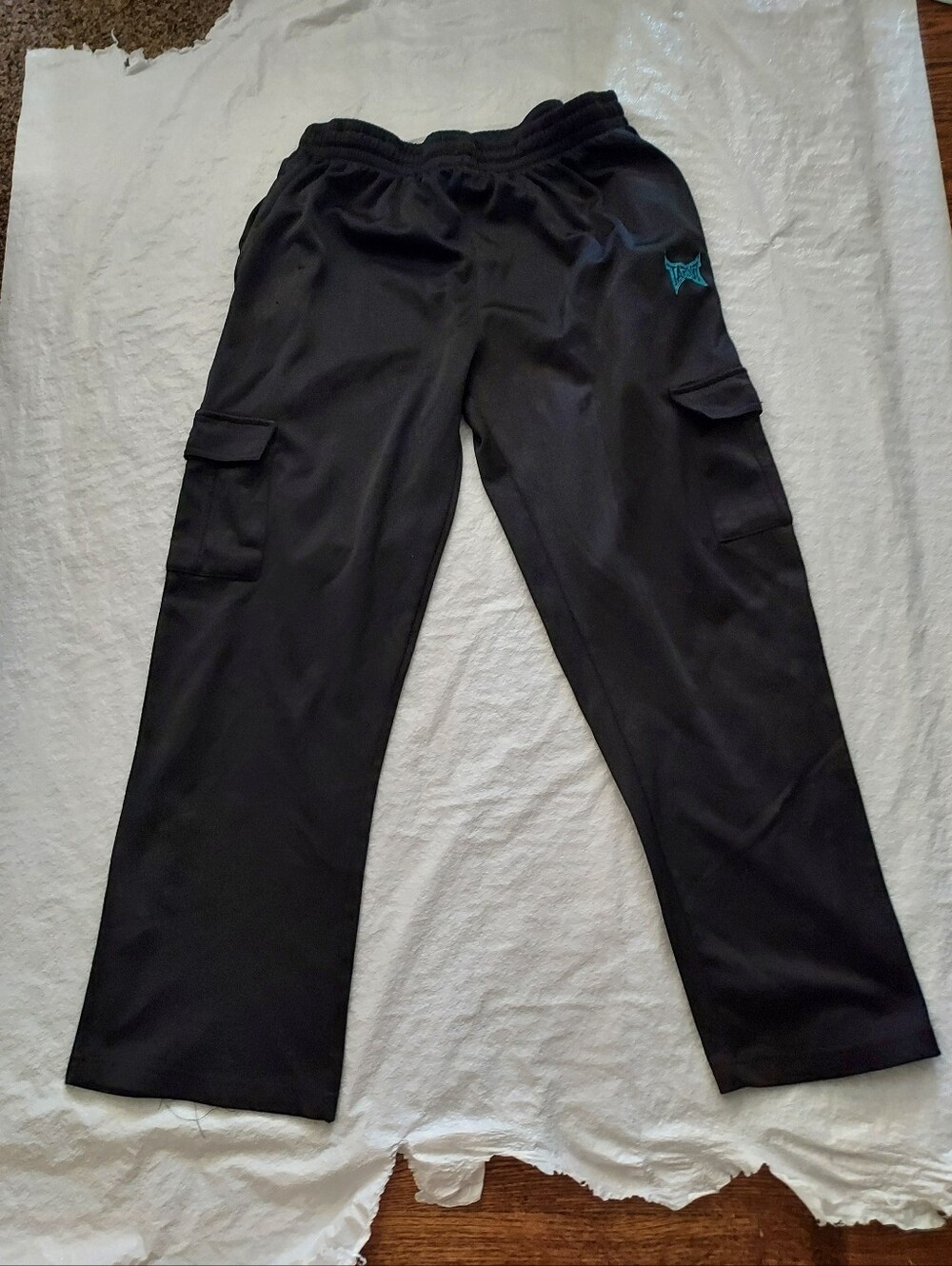 Tapout Black Cargo Joggers with Teal Logo Accent